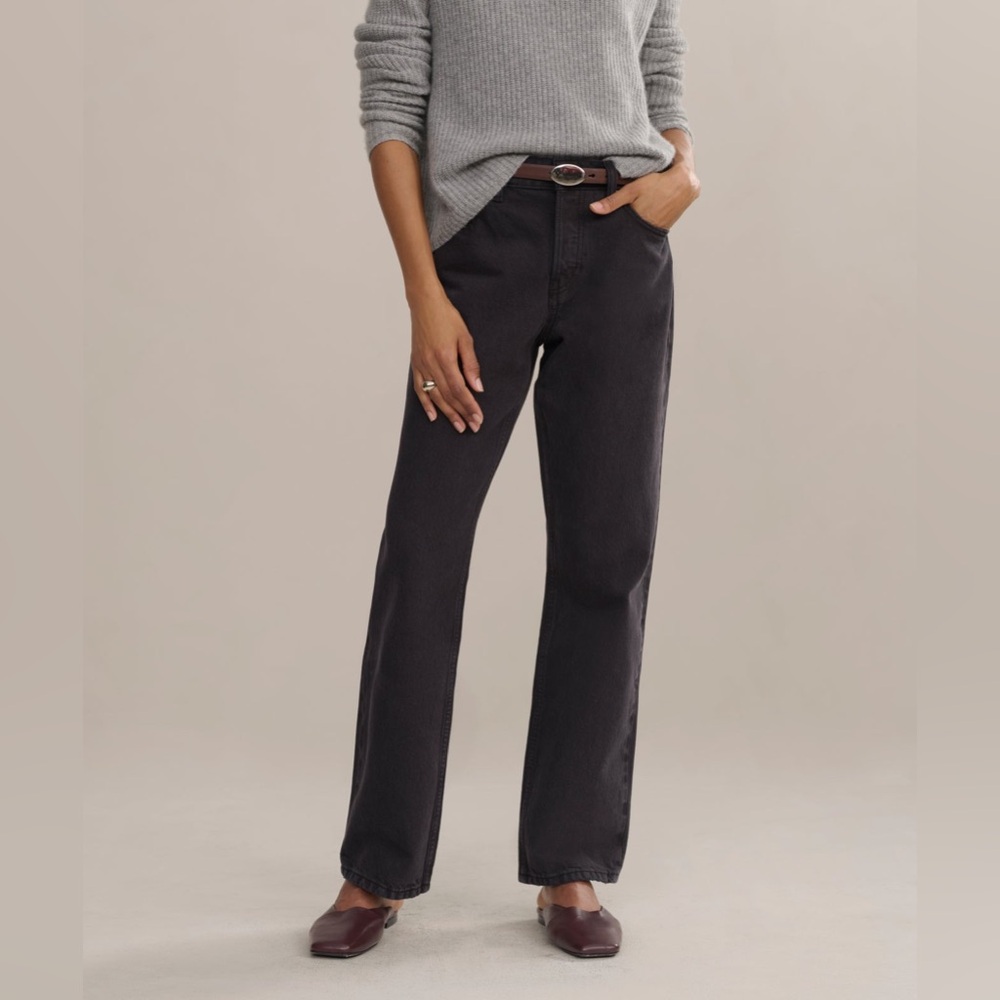 Jenni Kayne Straight Leg Jeans in Charcoal Black
